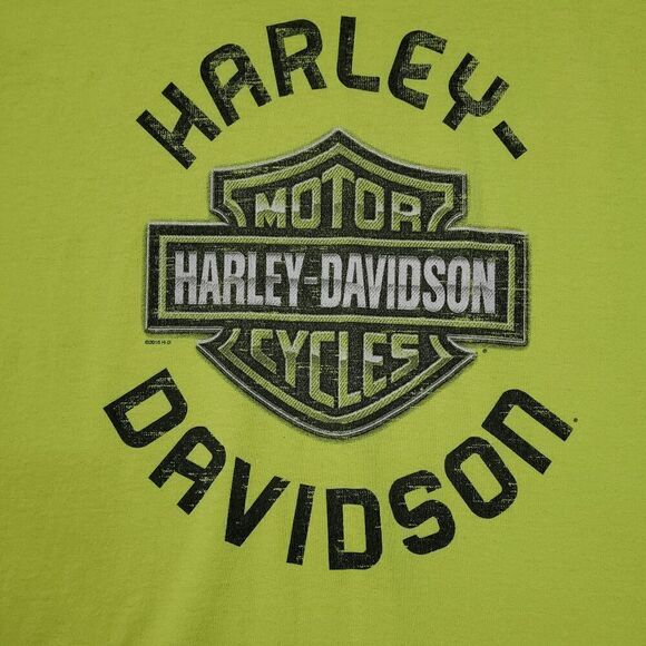 Harley Davidson Shirt Mens Large Yellow Denney's Springfield Missouri Pullover - Picture 6 of 8
